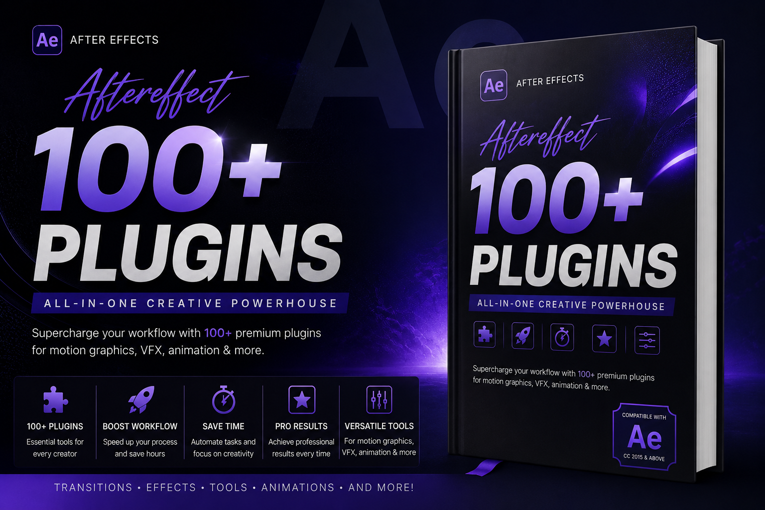 100+ After Effects Presets + 1000+ GB of Premium Editing Resources