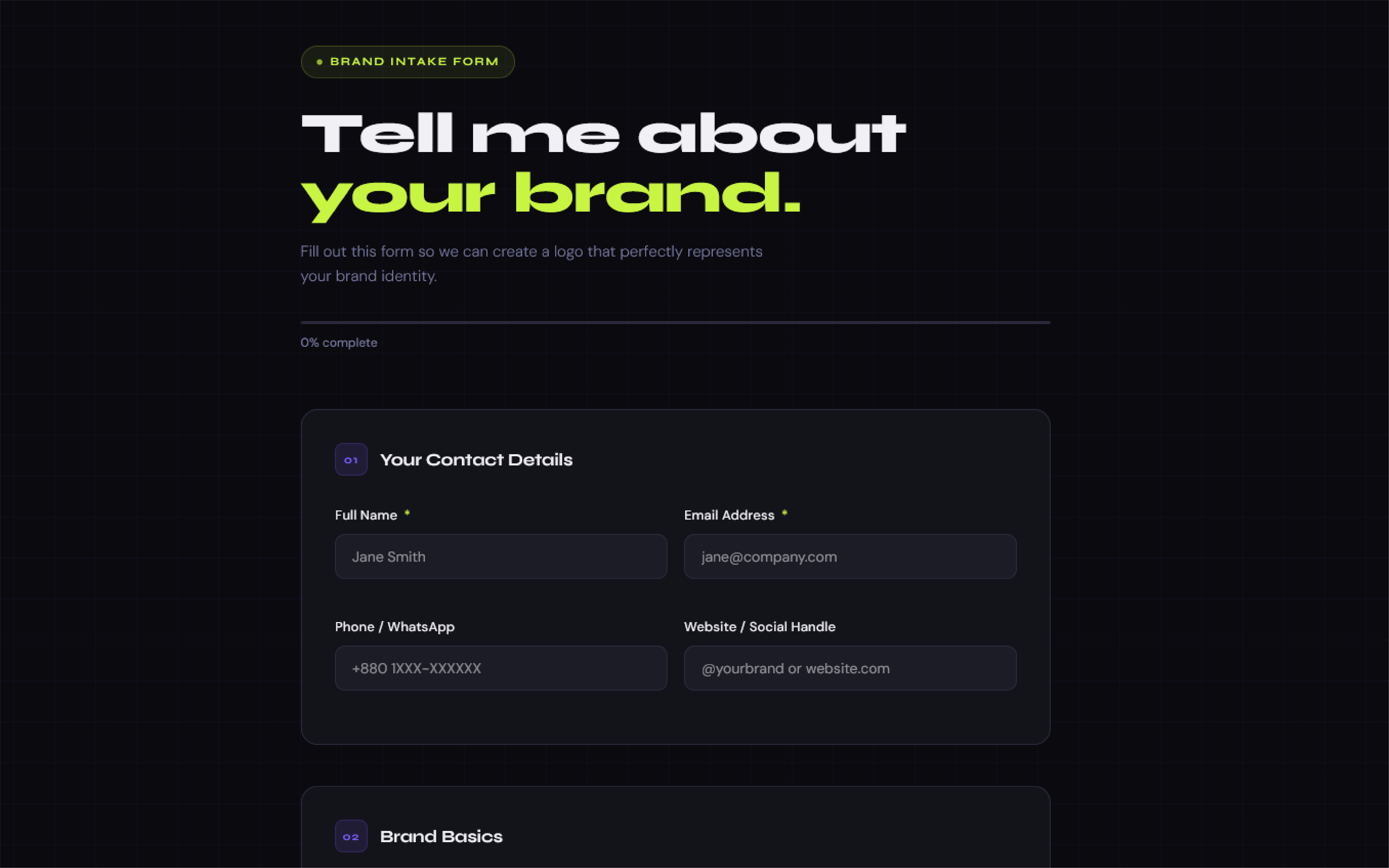 Brand Intake Form – Client Questionnaire for Designers & Agencies