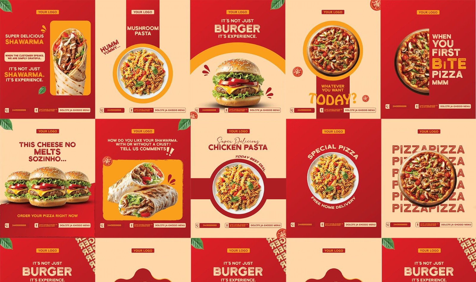 Burger Restaurant Social Media Templates | Fast Food Promo Pack
