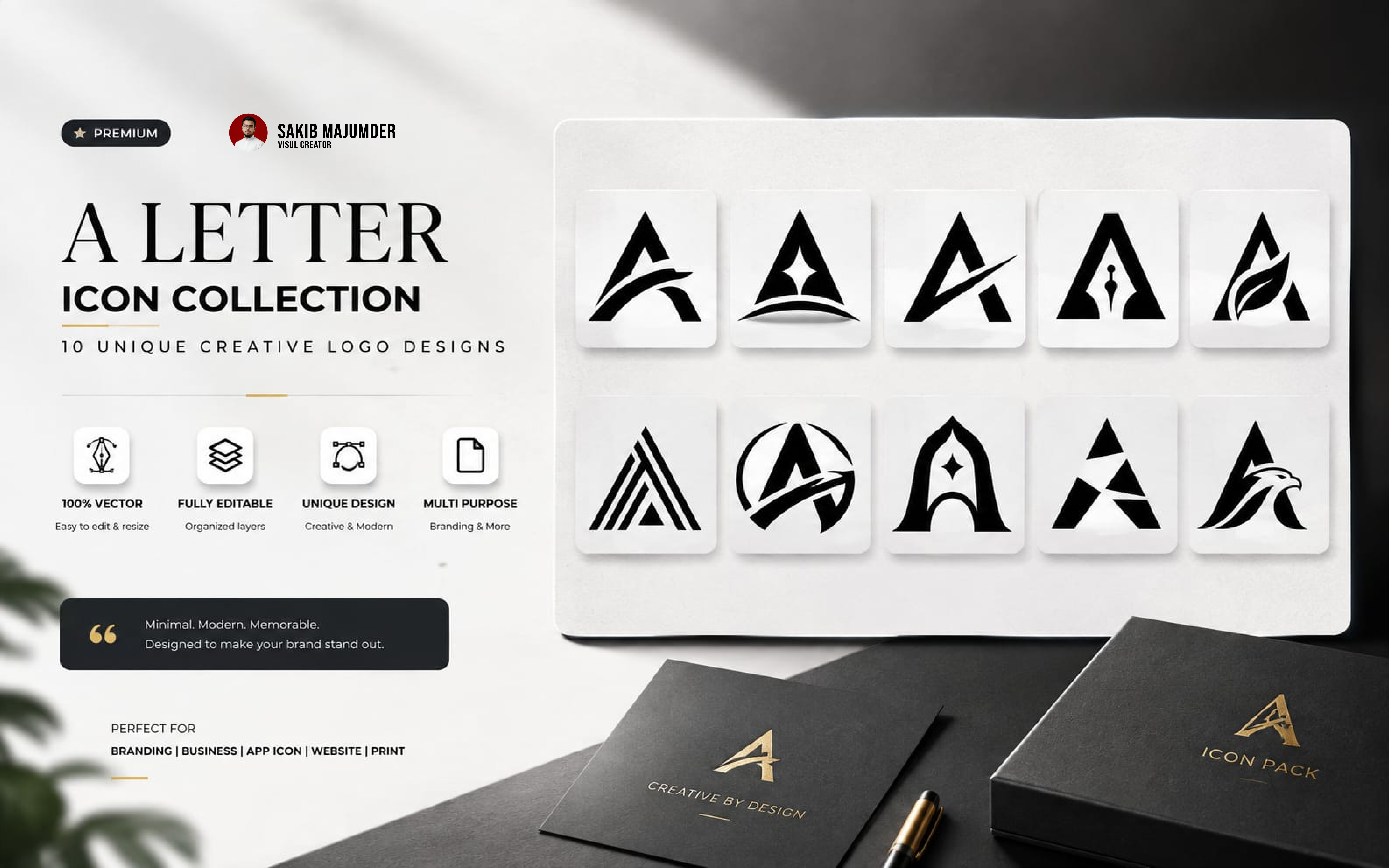 A — Creative Lettermark Logo Collection | 10 Premium Minimal Logo Designs
