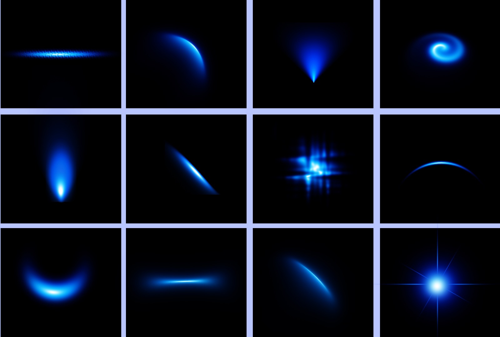 Premium Blue Light Effects Photoshop PSD Pack – 12 Abstract Glow & Light FX
