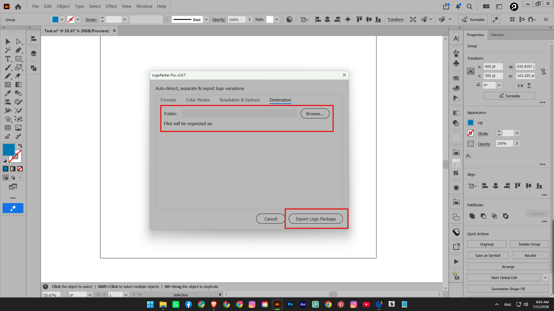 Logo Packer Pro in Adobe Illustrator to export Logo delivery files in just one click