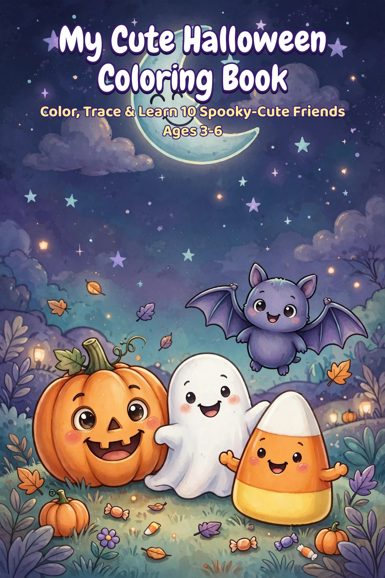 My Cute Halloween Coloring Book — Color, Trace & Learn 10 Spooky-Cute Friends for Kids Ages 3-6