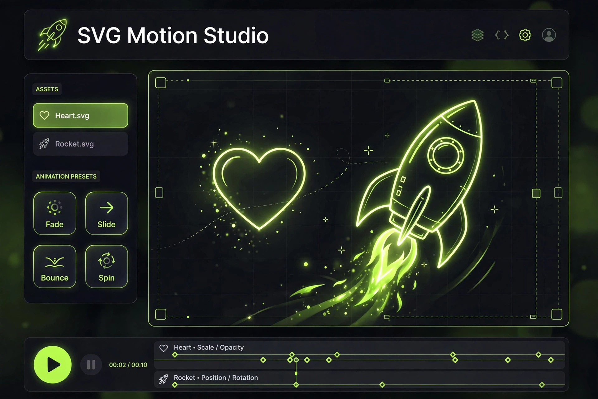 SVG Motion Studio — Easy SVG Animation Tool with 11 Presets, Live Preview & Video Export