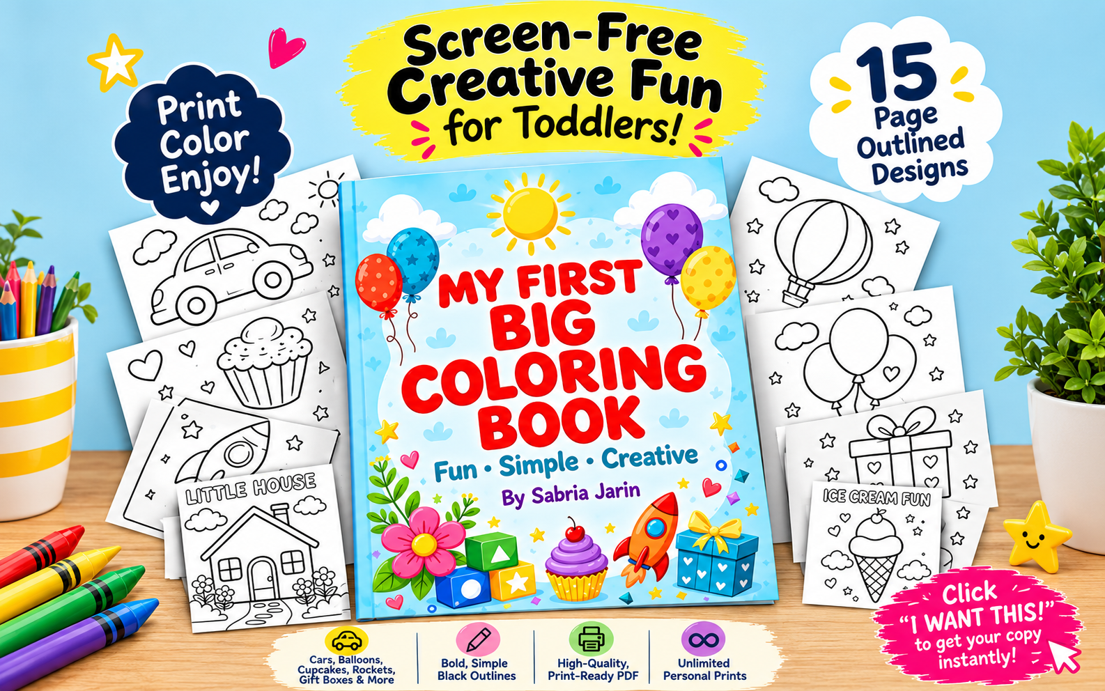 My First Big Coloring Book for Toddlers & Kids (Printable PDF)