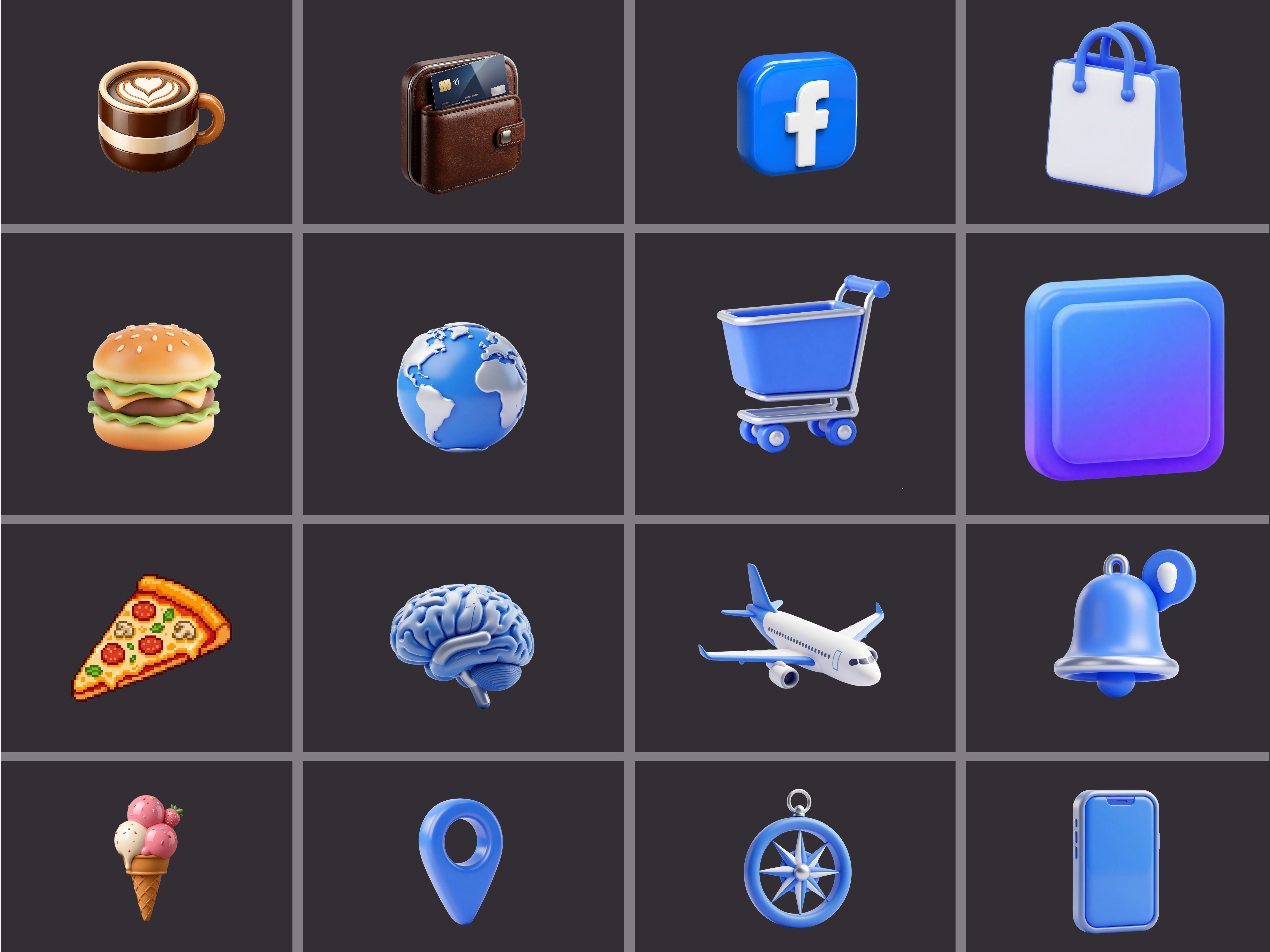 Premium Glossy 3D PNG Icon Pack – 40 Modern Clay Style Icons for UI, Web, Apps & Branding