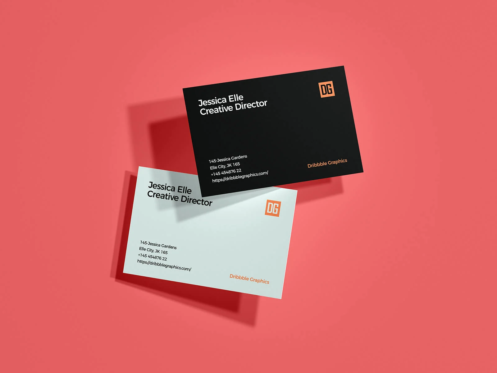 Premium Floating Front & Back Business Card Mockup PSD